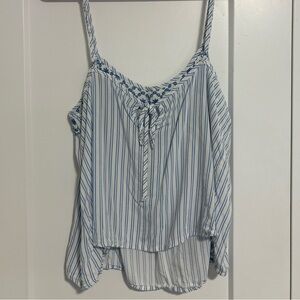 In Bloom Blue and White Striped Women's‎ Tank Top Size Medium